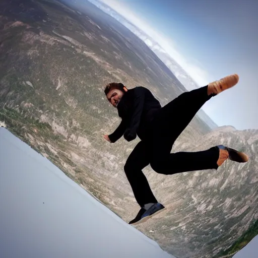 Image similar to pov of falling man, sleeves showing