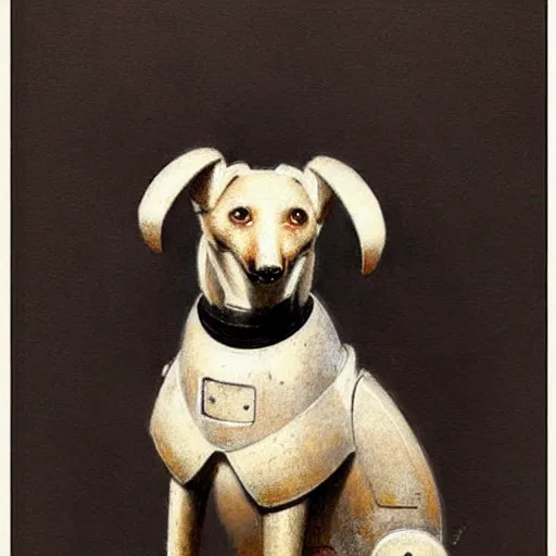 Image similar to (((((1950s robot box shaped k9 dog. muted colors.))))) by Jean-Baptiste Monge !!!!!!!!!!!!!!!!!!!!!!!!!!!