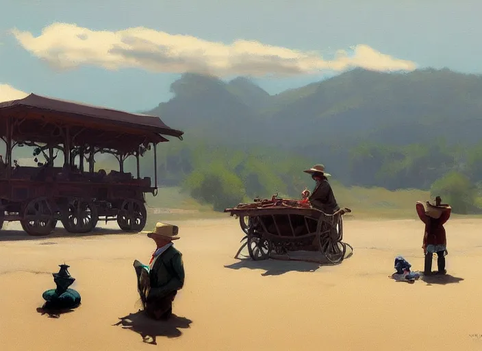 Image similar to oligarch riding an open wagon pulled by crowd of poor people Mandelbrot fractal by Craig Mullins, ilya kuvshinov, krenz cushart, artgerm trending on artstation by Edward Hopper and Dan Mumford and WLOP and Rutkovsky, Unreal Engine 5, Lumen, Nanite