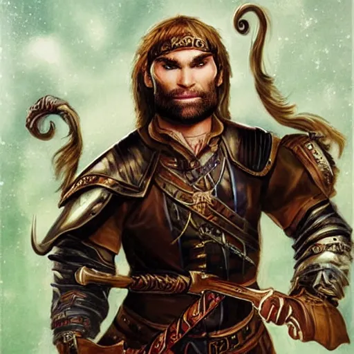 Prompt: an epic portrait of seann william scott as a bard in d & d