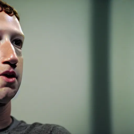 Image similar to color 35mm film still of Mark Zuckerberg, figure portrait