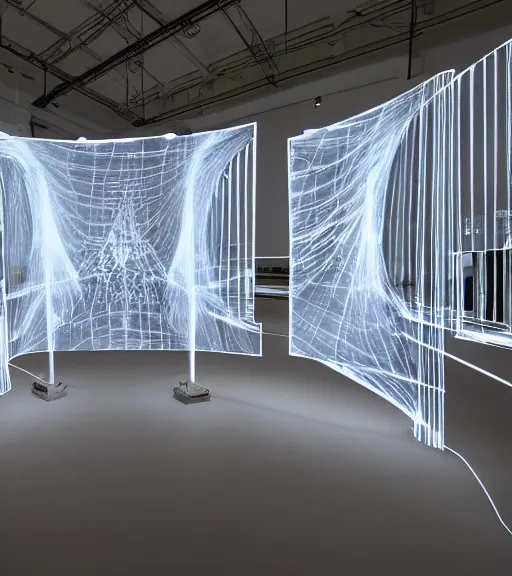 Prompt: x - ray architecture installation, art exhibition, biennale, museum, virtual