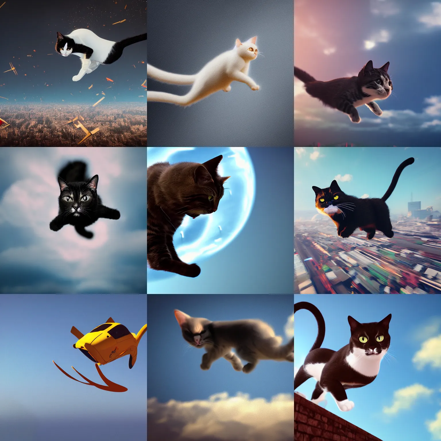 Prompt: a flying cat, octane, 4 k