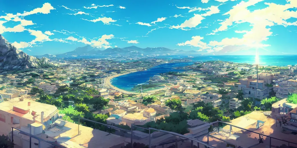 Prompt: beautiful anime Costa Blanca by makoto shinkai