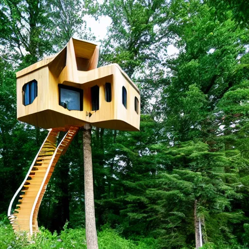 Prompt: futuristic tree house