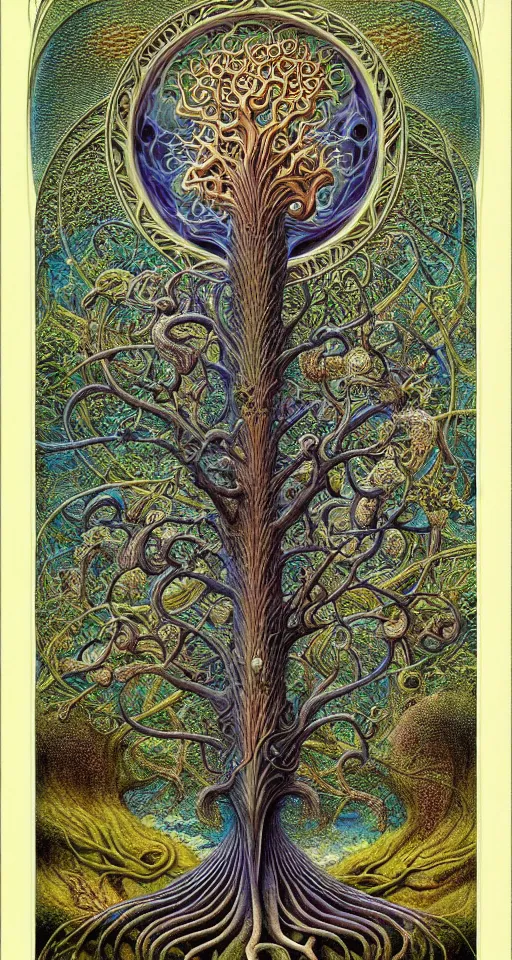 Image similar to tree of life by roger dean and andrew ferez, art forms of nature by ernst haeckel, divine chaos engine, symbolist, visionary, art nouveau, botanical fractal structures, organic, detailed, realistic, surreality