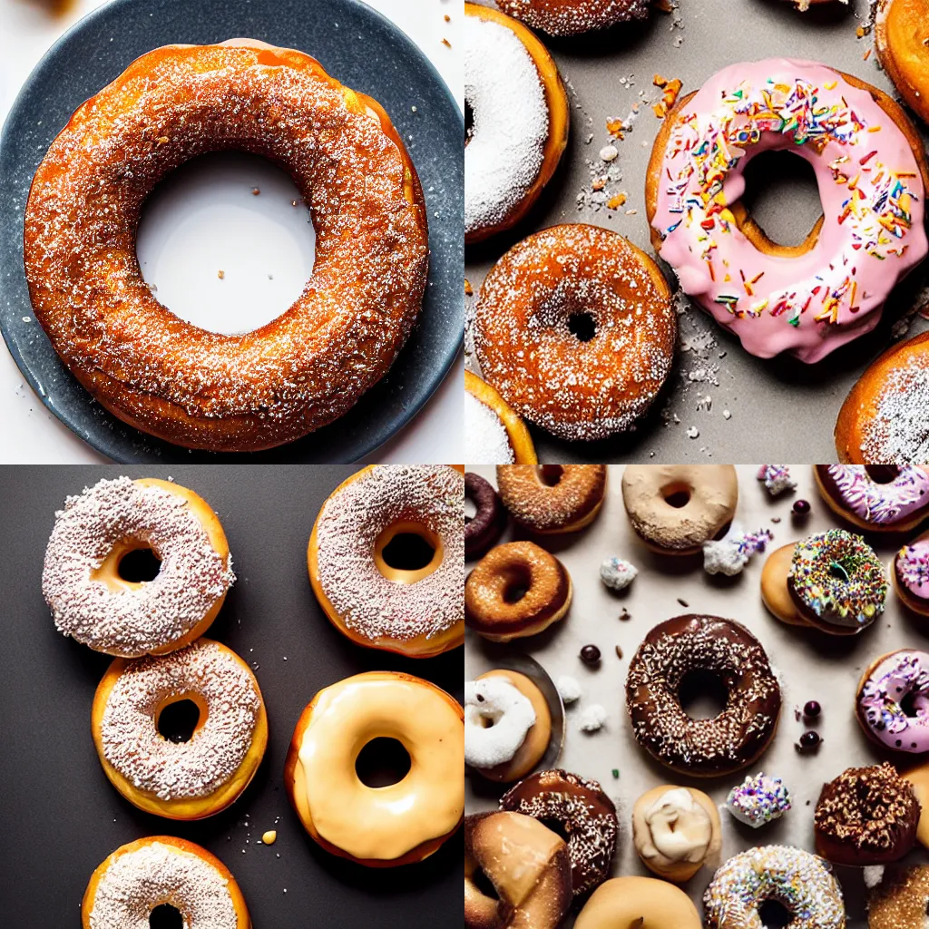 Prompt: mouthwatering donut, food photography