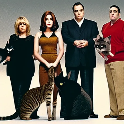 Prompt: the sopranos with cats