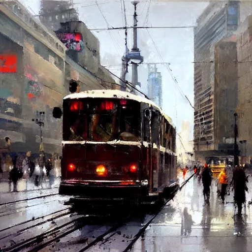 Prompt: toronto streetcars painting by jeremy mann