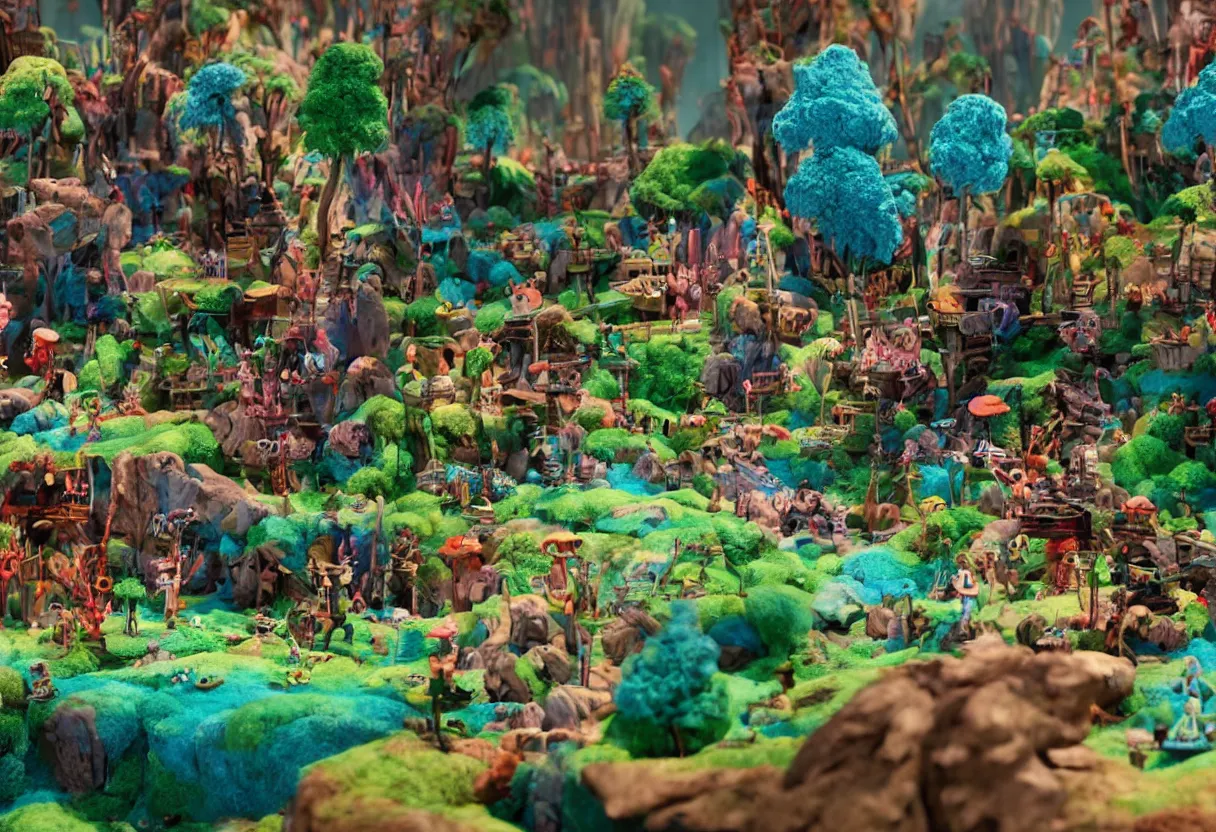 Image similar to claymation landscape, amazing design, Kubo and the two strings stop motion