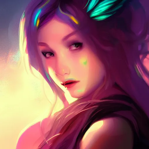 Image similar to pretty girl portrait profile picture, dramatic lighting, digital painting, arcane magic digital painting bioluminance, by rossdraws