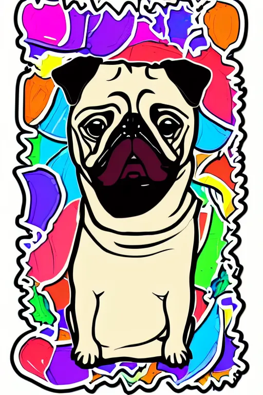 Image similar to Portrait of a pug as the pope, sticker, colorful, illustration, highly detailed, simple, smooth and clean vector curves, no jagged lines, vector art, smooth