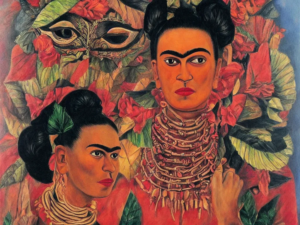 Image similar to Mukujd dance mask. Painting by Beskinski, Frida Kahlo