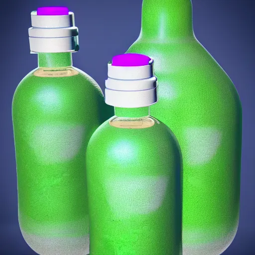 Image similar to 3D render, blender of a children's bottle inspired by shrek's design, ia bottle n the shape of shrek