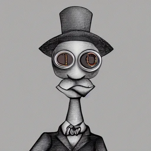 Image similar to portrait of a shrimp with monocle wearing a suit, cartoon illustration