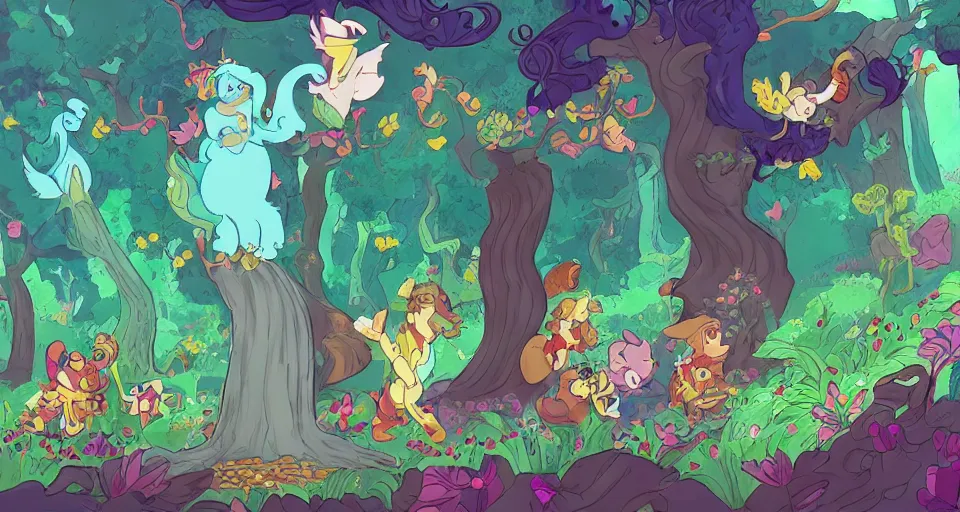 Image similar to Enchanted and magic forest, by Rebecca Sugar