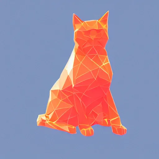 Image similar to orange to red gradient low poly art of cat connecting lines