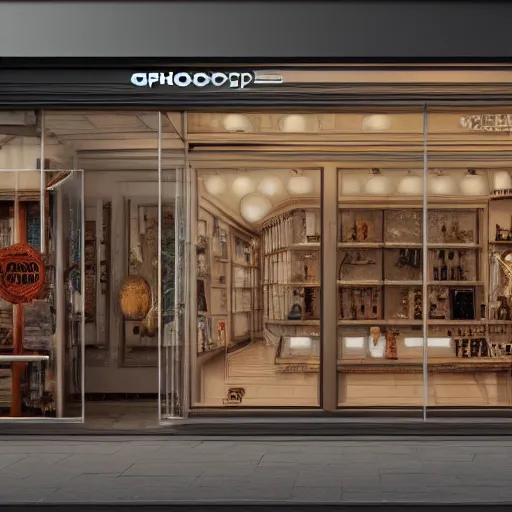 Image similar to ghopply storefront, trending on cgsociety, cgsociety contest winner, 4 k, 8 k