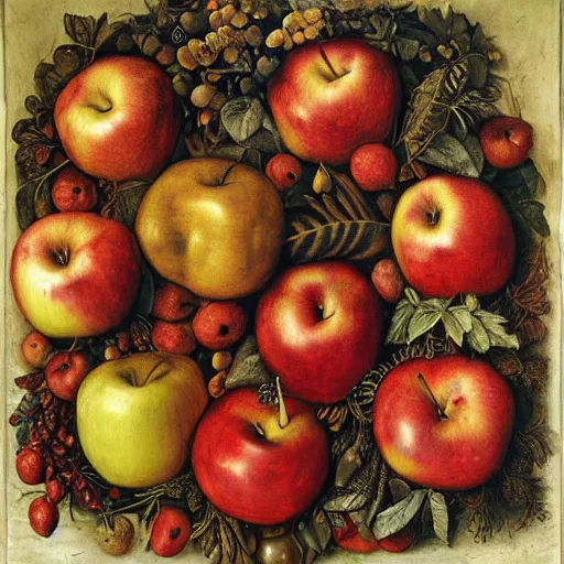 Image similar to giuseppe arcimboldo, steve jobs, apples