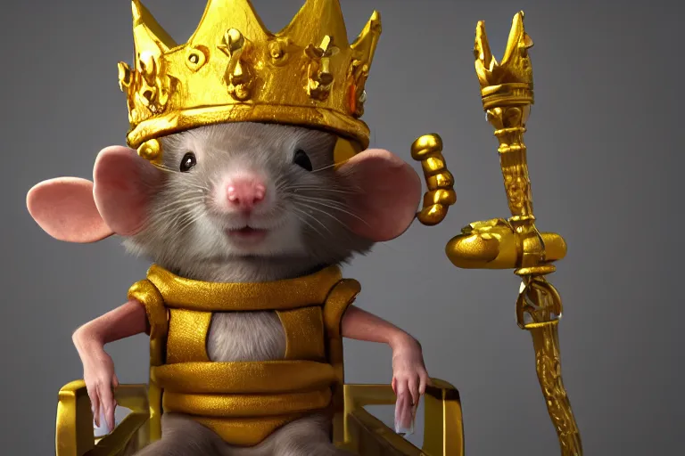 Image of a rat with a crown sitting on a throne