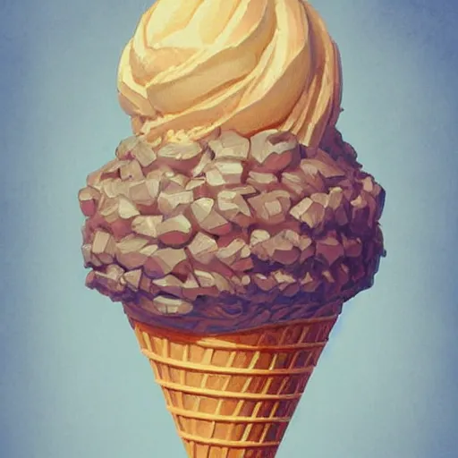 Prompt: Stylised and coloured Lineart of an icecream cone with three large ball scoops stacked on top of it, highly detailed, digital pencil painting, artstation, concept art, crisp, sharp focus, illustration, art by artgerm and greg rutkowski and alphonse mucha