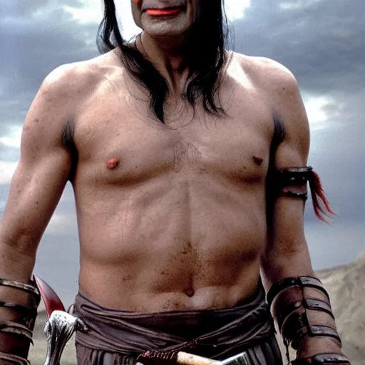 Image similar to mr. bean as conan the barbarian