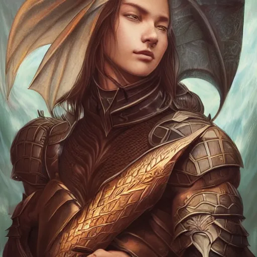 Prompt: a stunning portrait of a dragon slayer by Evelyn De Morgan and Ross Tran, rossdraws, fresco