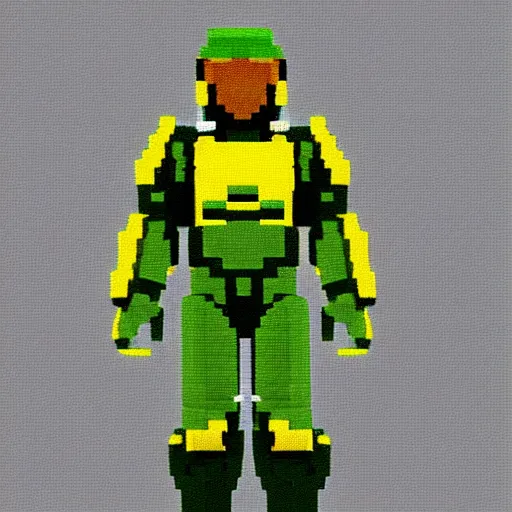 Prompt: master chief, low poly count, 8 bit
