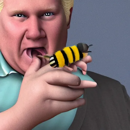 Prompt: 3 d render of doug ford eating a bee