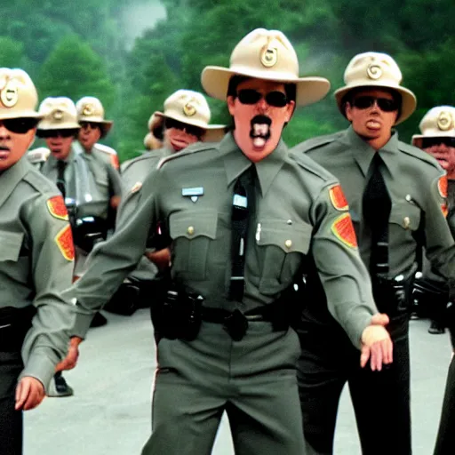 Image similar to a frame from the movie super troopers starring michael jackson