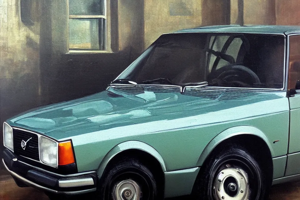 Image similar to volvo 240, oil painting, raphael high renaissance, stunning details