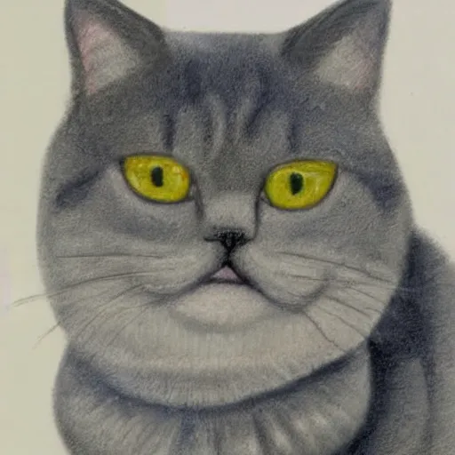 Prompt: a british shorthair cat, drawn by Michaelangelo