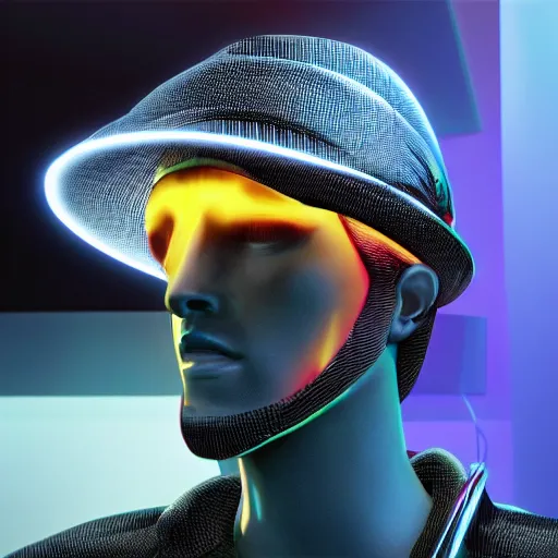 Image similar to a hat from the future, cyberpunk, highly detailed, epic lighting, hyper photorealism, 8 k