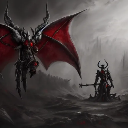 Prompt: daemon prince of khorne, artstation hall of fame gallery, editors choice, #1 digital painting of all time, most beautiful image ever created, emotionally evocative, greatest art ever made, lifetime achievement magnum opus masterpiece, the most amazing breathtaking image with the deepest message ever painted, a thing of beauty beyond imagination or words