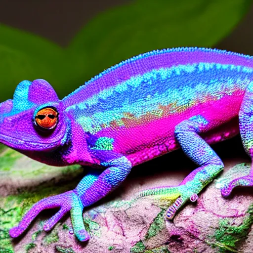 Prompt: a neon chameleon