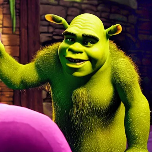 Image similar to photo of Shrek acting pretty