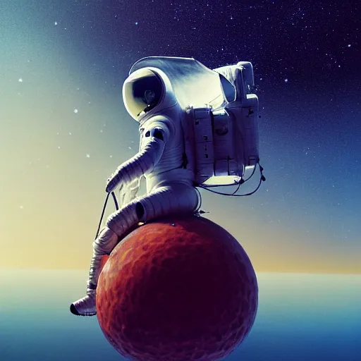 Image similar to hyperrealism aesthetic highly detailed photography of horse astronautback riding on a astronaut. from western by hiroyuki okiura and katsuhiro otomo and alejandro hodorovski style with many details by mike winkelmann and vincent di fate in sci - fi style. volumetric natural light hyperrealism photo on dsmc 3 system,