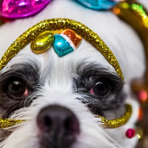 Image similar to a candy sugar skull havanese dog skull, mexico, day of the dead, close up photo, panasonic gh 6 6 0 mm bokeh