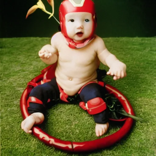 Prompt: Ironman as a baby, photo by Anne Geddes