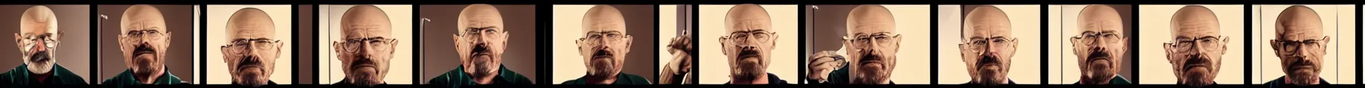 Image similar to 8 progressing frames from a video of walter white throwing a phone