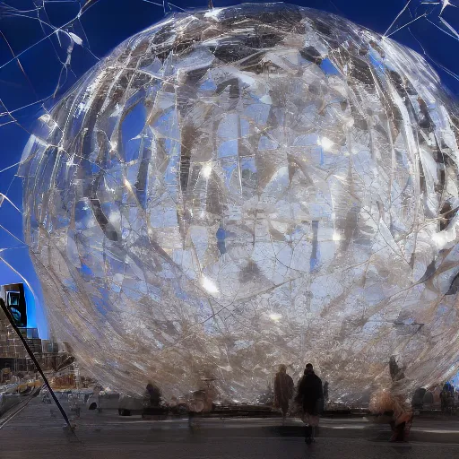 Prompt: a giant foil ball in New York City, photorealistic, HD, 960