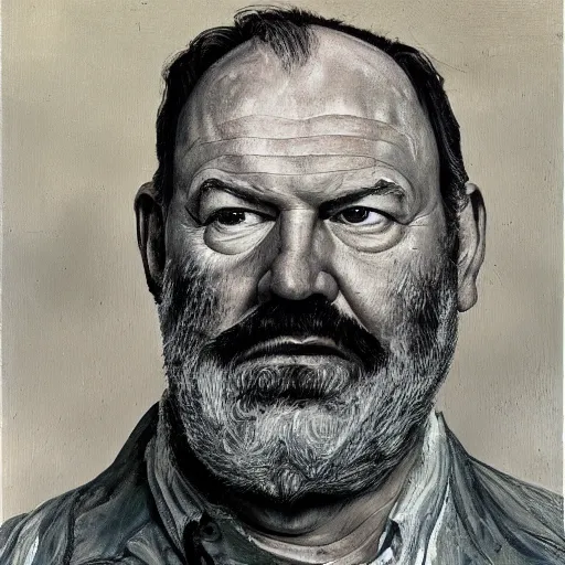 Image similar to high quality high detail painting by lucian freud, hd, portrait of hemingway