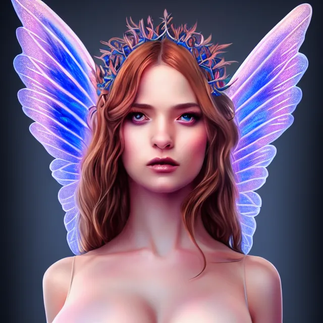 Prompt: full body pose, beautiful adult stoner fairy queen, symmetrical wings, highly detailed, 4 k, hdr, smooth, sharp focus, high resolution, award - winning photo, artgerm, photorealistic