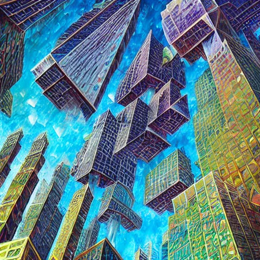 Prompt: overgrown geometric mushroom skyscrapers autumn, sacred geometry nature photography by android jones, james christensen, rob gonsalves, leonid afremov, syd mead, and john stephens