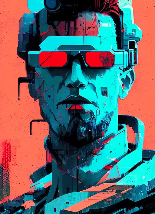 Prompt: cyberpunk soviet enforcer by josan gonzalez splash art graphic design color splash high contrasting art, fantasy, highly detailed, art by greg rutkowski