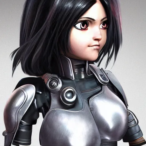 Image similar to battle angel alita!! very realistic, in the style of vitaly bulgarov, gally, zbrushcentral, pinterest, deviantart, artstation