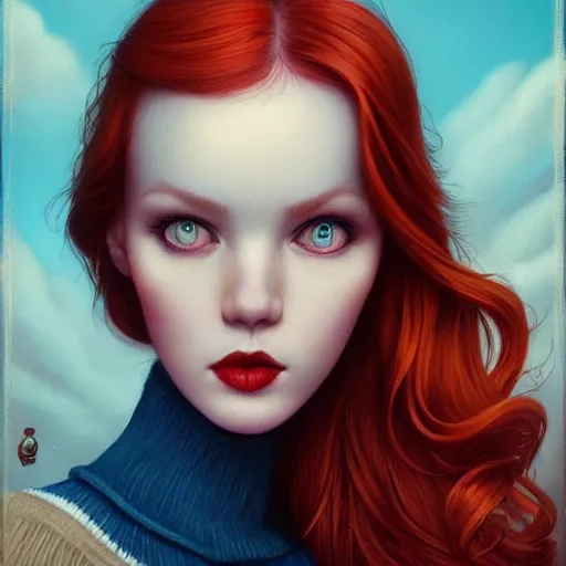 Image similar to Lofi portrait of redhead, Pixar style by Stanley Artgerm and Tom Bagshaw and Tristan Eaton and Tim Burton