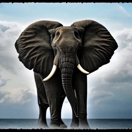 Image similar to elephant falling from a cloud,