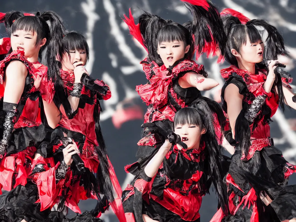 Prompt: babymetal performing on a tropical beach beautiful, scenery, High Definition detail, 8K, photography