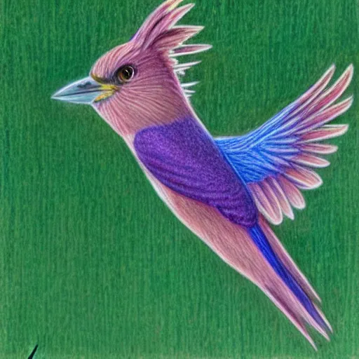 Prompt: a color pencil drawing of an lilac - breasted roller flying away by natalia rojas and ana maria martinez jaramillo, pastel color, wingspan, high quality, artstation, 4 k, realism, ultra realistic, fine art, white background, professionnal work